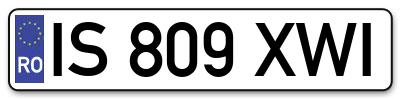 Placuta inmatriculare numar auto  IS-809-XWI, IS 809 XWI, IS809XWI
