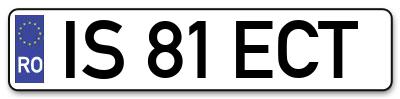 Placuta inmatriculare numar auto  IS-81-ECT, IS 81 ECT, IS81ECT