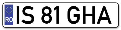 Placuta inmatriculare numar auto  IS-81-GHA, IS 81 GHA, IS81GHA