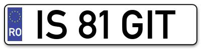 Placuta inmatriculare numar auto  IS-81-GIT, IS 81 GIT, IS81GIT