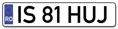 Placuta inmatriculare numar auto  IS-81-HUJ, IS 81 HUJ, IS81HUJ