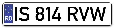 Placuta inmatriculare numar auto  IS-814-RVW, IS 814 RVW, IS814RVW