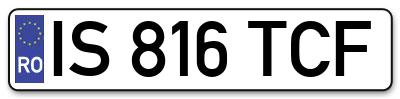 Placuta inmatriculare numar auto  IS-816-TCF, IS 816 TCF, IS816TCF