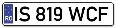 Placuta inmatriculare numar auto  IS-819-WCF, IS 819 WCF, IS819WCF