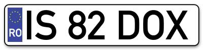 Placuta inmatriculare numar auto  IS-82-DOX, IS 82 DOX, IS82DOX
