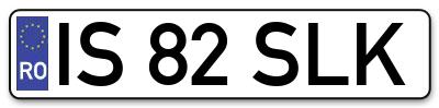 Placuta inmatriculare numar auto  IS-82-SLK, IS 82 SLK, IS82SLK