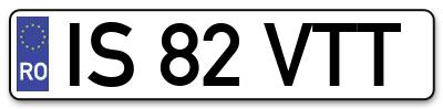 Placuta inmatriculare numar auto  IS-82-VTT, IS 82 VTT, IS82VTT