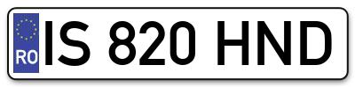 Placuta inmatriculare numar auto  IS-820-HND, IS 820 HND, IS820HND