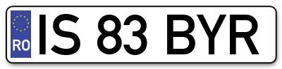 Placuta inmatriculare numar auto  IS-83-BYR, IS 83 BYR, IS83BYR