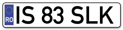 Placuta inmatriculare numar auto  IS-83-SLK, IS 83 SLK, IS83SLK