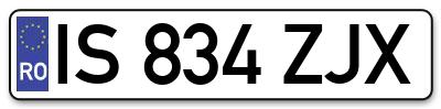 Placuta inmatriculare numar auto  IS-834-ZJX, IS 834 ZJX, IS834ZJX