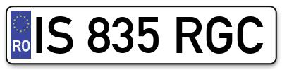 Placuta inmatriculare numar auto  IS-835-RGC, IS 835 RGC, IS835RGC
