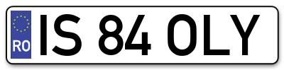 Placuta inmatriculare numar auto  IS-84-OLY, IS 84 OLY, IS84OLY