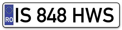Placuta inmatriculare numar auto  IS-848-HWS, IS 848 HWS, IS848HWS