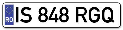 Placuta inmatriculare numar auto  IS-848-RGQ, IS 848 RGQ, IS848RGQ