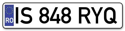 Placuta inmatriculare numar auto  IS-848-RYQ, IS 848 RYQ, IS848RYQ