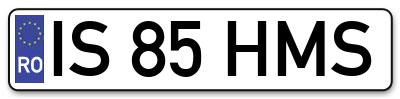 Placuta inmatriculare numar auto  IS-85-HMS, IS 85 HMS, IS85HMS