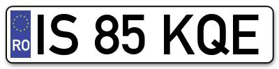 Placuta inmatriculare numar auto  IS-85-KQE, IS 85 KQE, IS85KQE