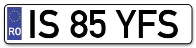 Placuta inmatriculare numar auto  IS-85-YFS, IS 85 YFS, IS85YFS