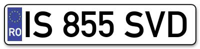 Placuta inmatriculare numar auto  IS-855-SVD, IS 855 SVD, IS855SVD