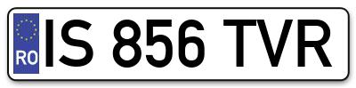 Placuta inmatriculare numar auto  IS-856-TVR, IS 856 TVR, IS856TVR