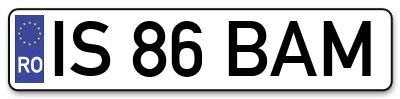Placuta inmatriculare numar auto  IS-86-BAM, IS 86 BAM, IS86BAM