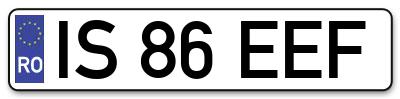 Placuta inmatriculare numar auto  IS-86-EEF, IS 86 EEF, IS86EEF