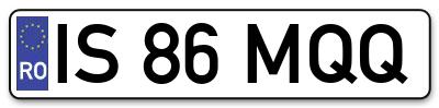 Placuta inmatriculare numar auto  IS-86-MQQ, IS 86 MQQ, IS86MQQ