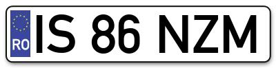 Placuta inmatriculare numar auto  IS-86-NZM, IS 86 NZM, IS86NZM