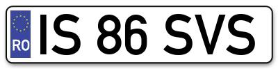Placuta inmatriculare numar auto  IS-86-SVS, IS 86 SVS, IS86SVS