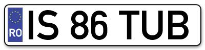Placuta inmatriculare numar auto  IS-86-TUB, IS 86 TUB, IS86TUB