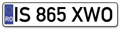 Placuta inmatriculare numar auto  IS-865-XWO, IS 865 XWO, IS865XWO