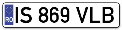 Placuta inmatriculare numar auto  IS-869-VLB, IS 869 VLB, IS869VLB