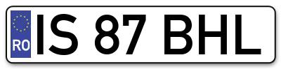 Placuta inmatriculare numar auto  IS-87-BHL, IS 87 BHL, IS87BHL