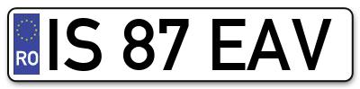 Placuta inmatriculare numar auto  IS-87-EAV, IS 87 EAV, IS87EAV