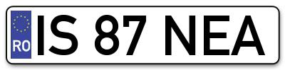Placuta inmatriculare numar auto  IS-87-NEA, IS 87 NEA, IS87NEA