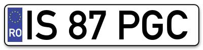 Placuta inmatriculare numar auto  IS-87-PGC, IS 87 PGC, IS87PGC