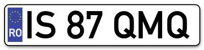 Placuta inmatriculare numar auto  IS-87-QMQ, IS 87 QMQ, IS87QMQ