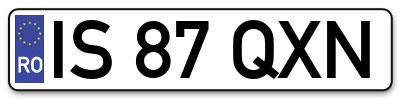 Placuta inmatriculare numar auto  IS-87-QXN, IS 87 QXN, IS87QXN