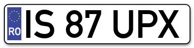 Placuta inmatriculare numar auto  IS-87-UPX, IS 87 UPX, IS87UPX