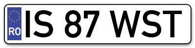 Placuta inmatriculare numar auto  IS-87-WST, IS 87 WST, IS87WST