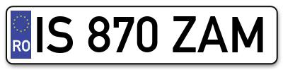 Placuta inmatriculare numar auto  IS-870-ZAM, IS 870 ZAM, IS870ZAM