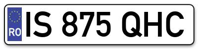 Placuta inmatriculare numar auto  IS-875-QHC, IS 875 QHC, IS875QHC