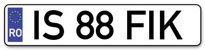 Placuta inmatriculare numar auto  IS-88-FIK, IS 88 FIK, IS88FIK