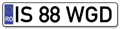 Placuta inmatriculare numar auto  IS-88-WGD, IS 88 WGD, IS88WGD