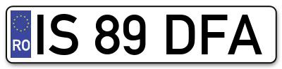 Placuta inmatriculare numar auto  IS-89-DFA, IS 89 DFA, IS89DFA