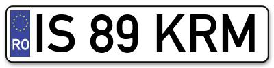 Placuta inmatriculare numar auto  IS-89-KRM, IS 89 KRM, IS89KRM