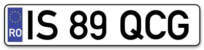 Placuta inmatriculare numar auto  IS-89-QCG, IS 89 QCG, IS89QCG