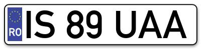 Placuta inmatriculare numar auto  IS-89-UAA, IS 89 UAA, IS89UAA