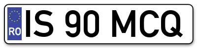Placuta inmatriculare numar auto  IS-90-MCQ, IS 90 MCQ, IS90MCQ